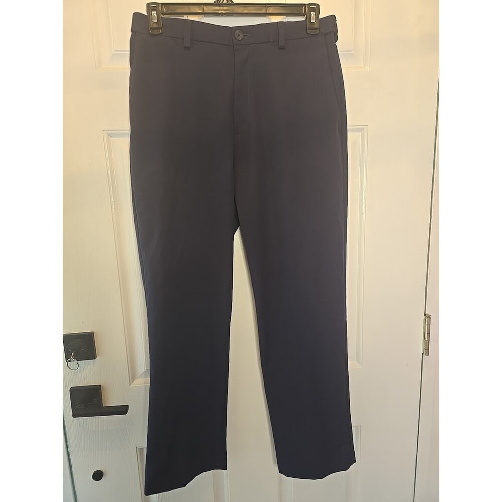 Haggar Cool Right Performance Flex Pants 32x30 Midnight Blue expanding waistband